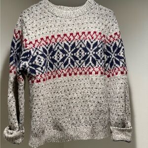Lands' End Gray Nordic Pattern Sweater